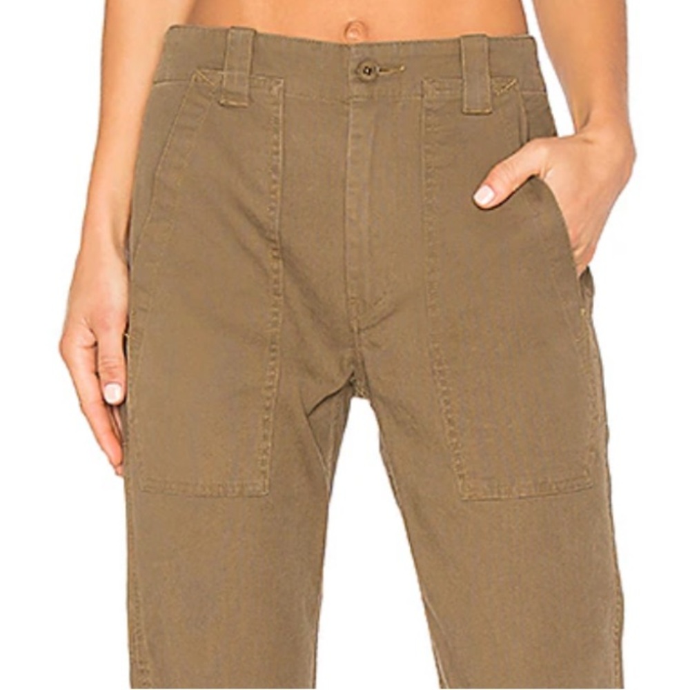 Vince - women’s green / brown cotton Utility high rise Cropped cargo pants SZ 10 - Picture 3 of 8